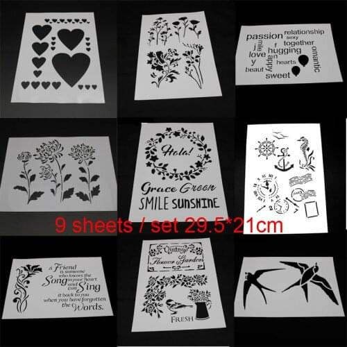 9pc Letter Painting Template Stencil Bullet Journal DIY Embossing Craft Accessories Sjablonen For Scrapbooking Decor Reusable