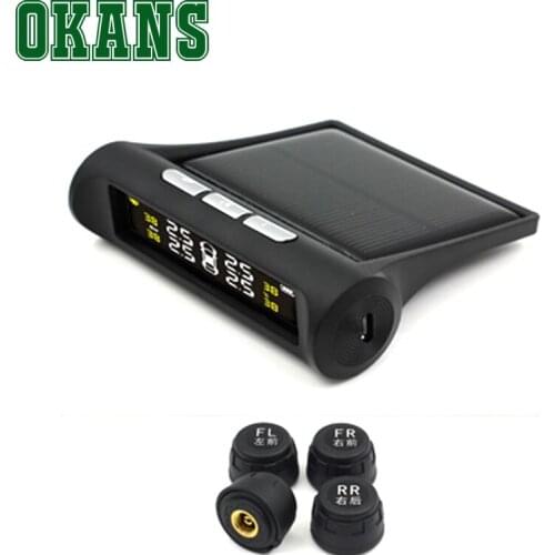 Solar Wireless TPMS Car Tire Tyre Pressure Monitoring System LCD Display External Sensor Auto Alarm System Car Electronics