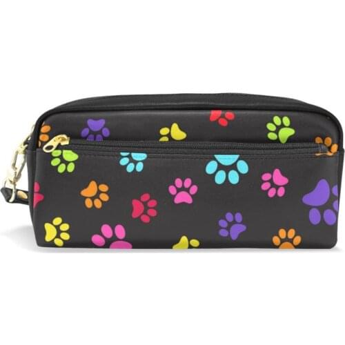 Seamless dog Print Pencil Case Boys Girls Kids Students Waterproof PU Leather Pen Bag Stationery Holder Office School Supplies