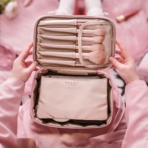 Travel Portable Cosmetic Toiletries Storage Organize Handbag High Capacity Ins Cute Polyester Female Makeup Beauty Wash Case