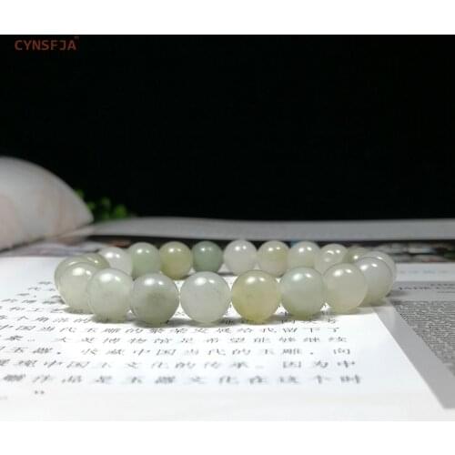CYNSFJA New Real Certified Natural Chinese Quartzite Jade Lucky Amulets Jade Bracelets Light Green High Quality Best Gifts