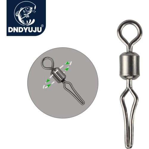 DNDYUJU 30pcs Fishing Barrel Bearing Rolling Swivel Solid Ring with Side Line Clip Swivel Fishing Tackle Fish Hooks Connector