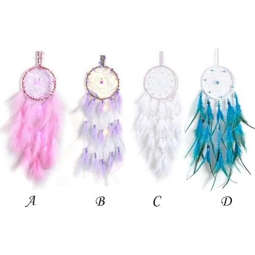 Innovative Dream Catcher Pendant Hand-Woven Ornaments Handmade Birthday Graduation Gift Aeolian Bells with Lights