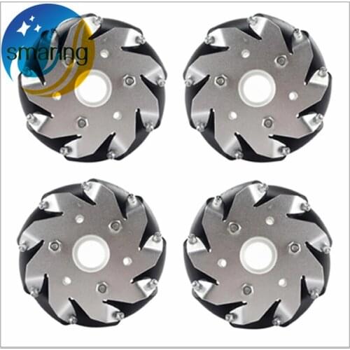 100mm Aluminum Mecanum Wheels Set Basic ( 2 Left, 2 Right) for robot car 14162 Diy Wheeled Robotic Car Chassis