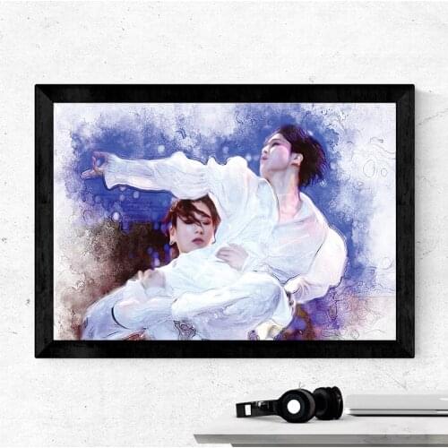 Korea Boy Idol Canvas Art Prints Watercolor Poster Modern Kpop Music Star Painting Wall Pictures Living Room Decor Gift For Fans