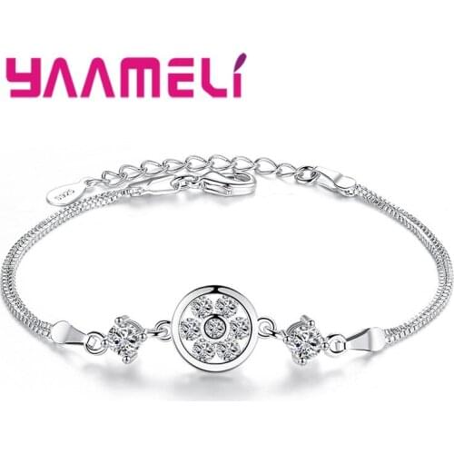 Korean Stylish 925 Sterling Silver Women Bracelet Dazzling Purple White CZ Crystal Inlay Paved Mystic Sign Original Design