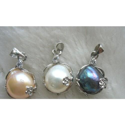 Beautiful 3pcs freshwater pearl baroque pendant nature
