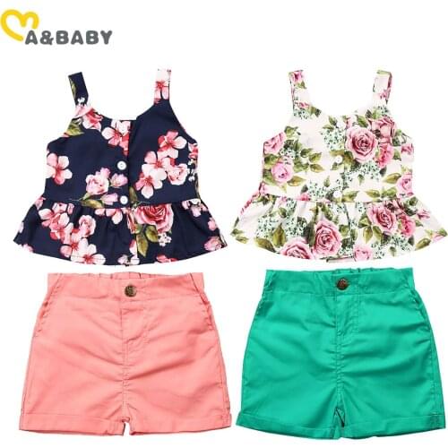 Ma&Baby 1-6Y Summer Toddler Kid Child Girl Clothes Set Flower Vest Tops Shorts Children Holiday Beach Costumes Outfits