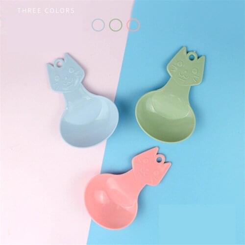Cute Cat Small Spoon Multi-Function Pet Plastic Food Scoop Puppy Kitten Feeding Shovel Small Pets Drinking Fountain Feeder