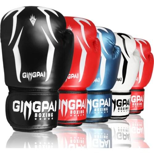 GINGPAI Mens Womens Boxing Gloves Leather Young Man MMA Muay Thai Sanda Gloves Professional Kids Boxing Gloves 6 8 10 12oz
