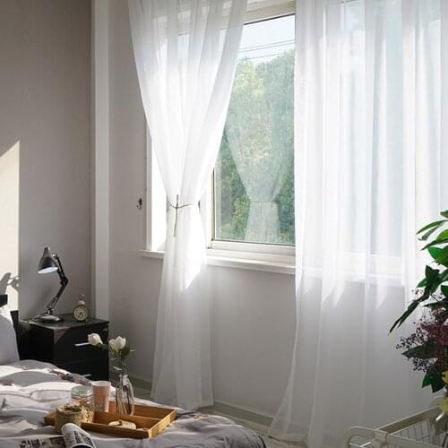 Solid Colo Chiffon Sheer Tulle Curtain for Living Room Bedroom Kitchen Decoration Modern Window Voile Curtains Home Decor