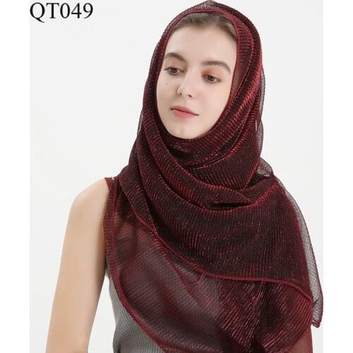 Solid Color Pleated Scarf Beautiful Muslin Hijab Hot Sale Gauze Scarf Silk Scarf Filigree Cover