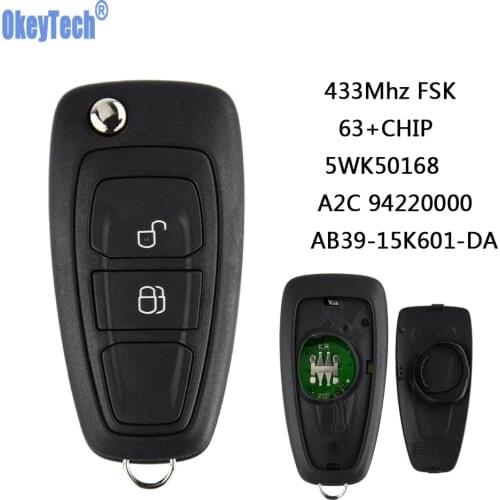 OkeyTech OEM Remote Flip Car Key 433Mhz 2 Buttons Replacement FOB For Mazda BT-50 2011 With 63+CHIP 5WK50168 A2C 94220000
