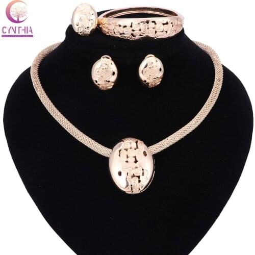 Wholesale Fashion Nigerian Wedding Gold Color African Beads Jewelry Sets For Women Party Dubai Jewelry Set Wedding Accessories