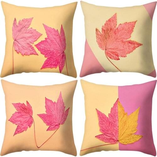 Lovely Maple Leaves Plants Pattern Pillow Case Cushion Cover Cushion Polyester Pillows Decor For Home Car Sofa Pillow Cover