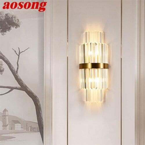 AOSONG Simple Wall Lamp Modern LED Indoor Crystal Light Sconces Fixtures Decorative For Home Bedroom