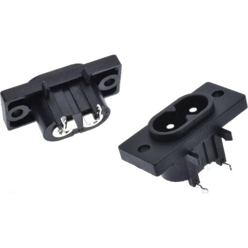 IEC connector 60320 C8 250V AC Power Socket inlet Side Flange and Screw Mounting with PCB terminal