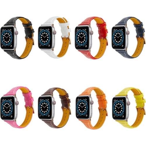 Genuine Leather Crocodile Pattern Wrist Band Bracelet Strap for Apple Watch Series 6 5 4 3 2 1 SE