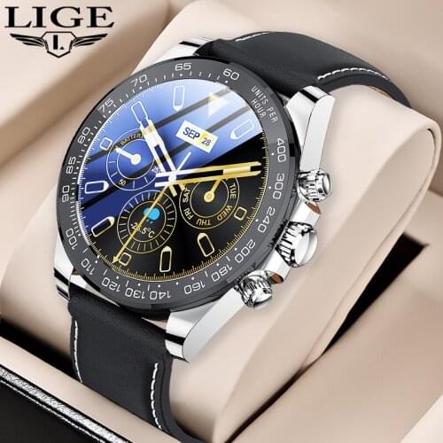 LIGE Luxury Smart Watch Full Touch Color Screen Sport Fitness Watches IP68 Waterproof Bluetooth Call Smartwatch For Android ios