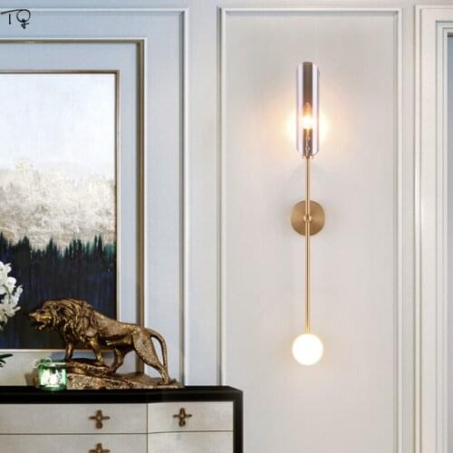 Nordic Design Luxury Gold Lustre Double Head Wall Lamp for Living Room Decoration Background Bedroom Bedside Stairs Corridor Bar