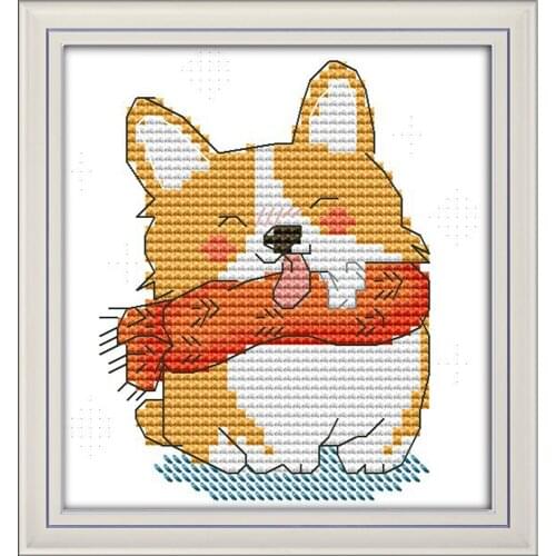 Smiling Shiba Inu cross stitch kit aida 14ct 11ct count print canvas stitches embroidery DIY handmade