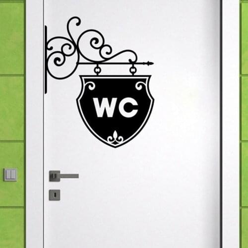 Vintage WC toilet bathroom Door wall sticker Doorplate decoration vinyl home decor decals waterproof Toilet sign wall stickers