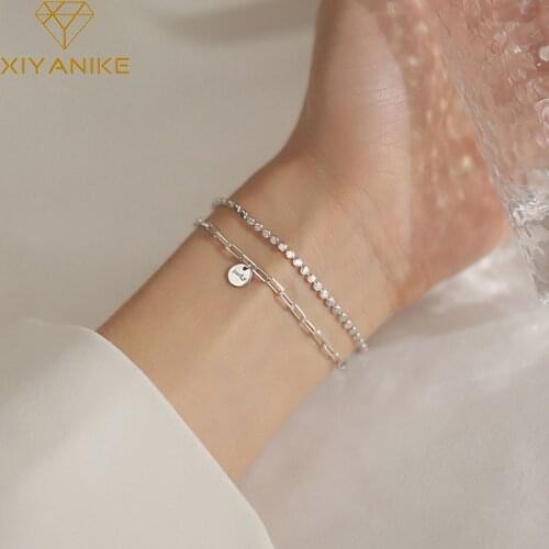 XIYANIKE 925 Sterling Silver 2020 New Double Layer Lucky Round Brand Bracelet Simple Fashion Elegant Unique Gift Women Браслет