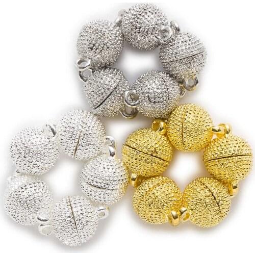 2 Sets Round Polka Dots Carving Magnetic Clasps Findings Jewelry Making Connectors Accessories 8-10mm