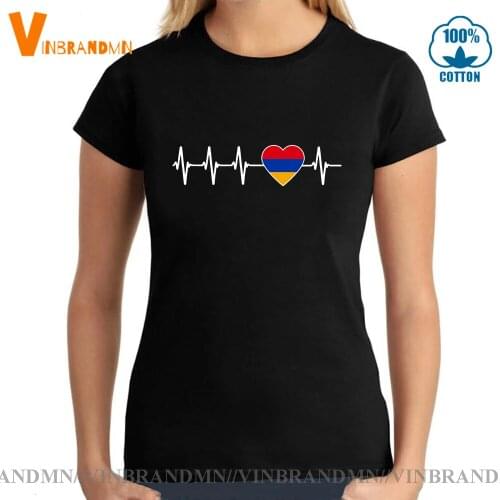 Women Humor Tee Shirt Short Sleeve O-neck T-shirt Armenian Heartbeat Pride Tops Fashion I Love Armenia Country Flag T Shirt