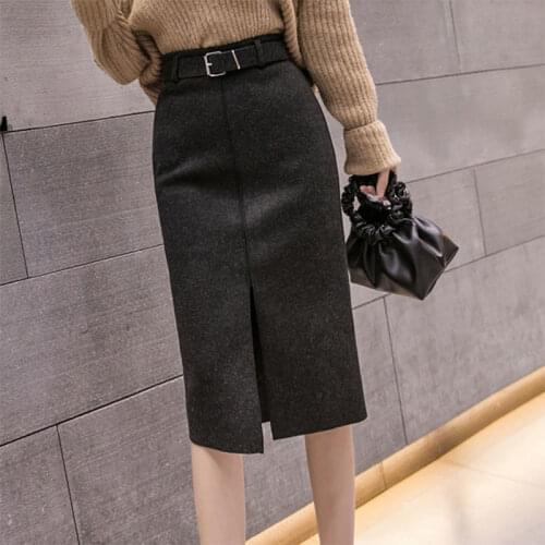 High Waist Wrapped Bag Hip Split Skirts Women Elegant Solid Pencil Skirt Female Slim Fit Mid-Calf Faldas Mujer Office Lady Y712