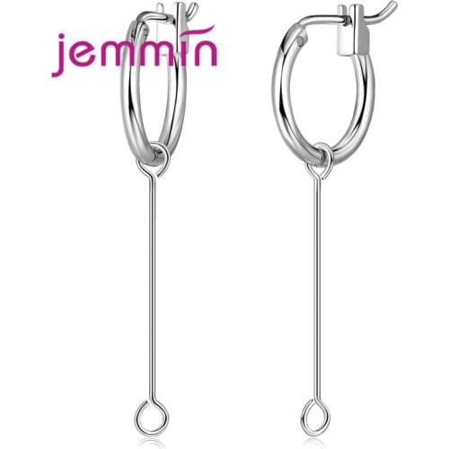 Long Earrings with New Special Clasp Loop Pure 925 Sterling Silver Earrings Jewelry Companents for Women Wedding