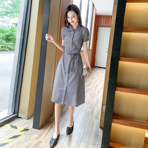 2019 New Spring Summer Stand Collar Long Flare Sleeve Dress Women Fashion Tide