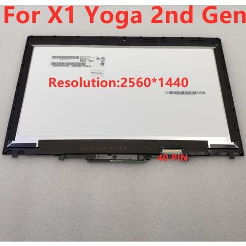 14" WQHD (2560X1440) LCD Touch Screen Digitizer Bezel Assembly Replacement For Lenovo X1 Yoga 2nd Gen 2017 Year 01AX897 01AX898