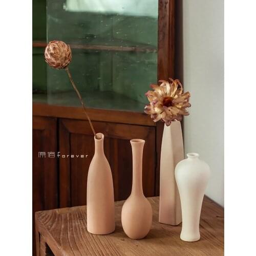 1pcs Plain Embryo Clay Vase Coarse Pottery Decorative Crafts DIY Painted Dried Flower Vase Home Simple and Elegant Decoration