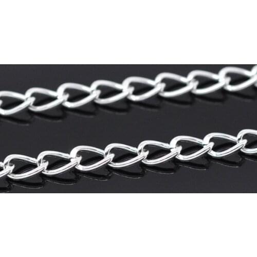 Lovely 10M Silver Plated Link-Opened Curb Chain 6.4x4.2mm (B13524)