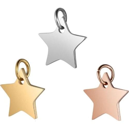 2pcs Stainless steel Smooth Star charm pendant accessory for DIY Handmade 12x13mm y1181