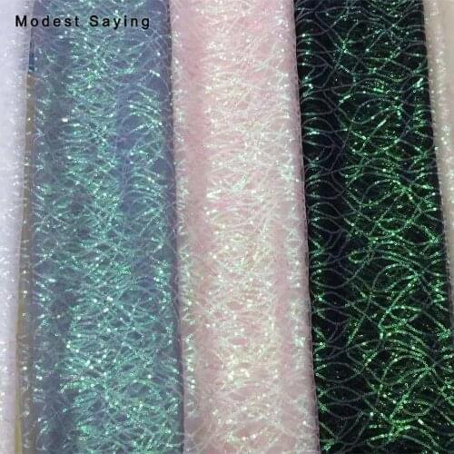 2 Yards Bling Green Black Wave Sequins Fabric for Evening Dresses Wedding Party Sparkly Glitter Cloth for Craft Mesh Decoration