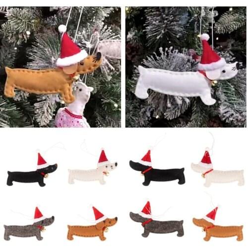 2021 Happy New Year Christmas Ornaments Xmas Gifts Dachshund Christmas Tree Decoration Doll Hang Decorations for Home Noel Natal