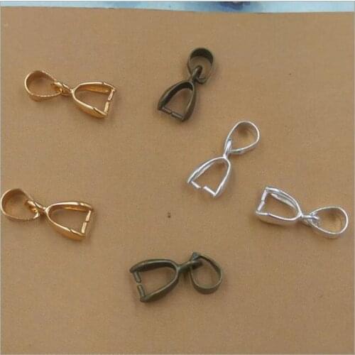30pcs 6x15mm Necklace Pinch Clips Bails Connector Pendant Clasps Silver/Gold/Bronze for DIY Handmade Jewelry Making Accessories