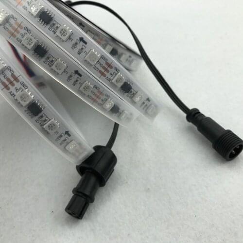 5m DC12V WS2811 (20pixes/m) 60LEDs/m led digital strip;waterproof in silicon tube;IP66;WHITE PCB;with 3 core 2m xConnect pigtail