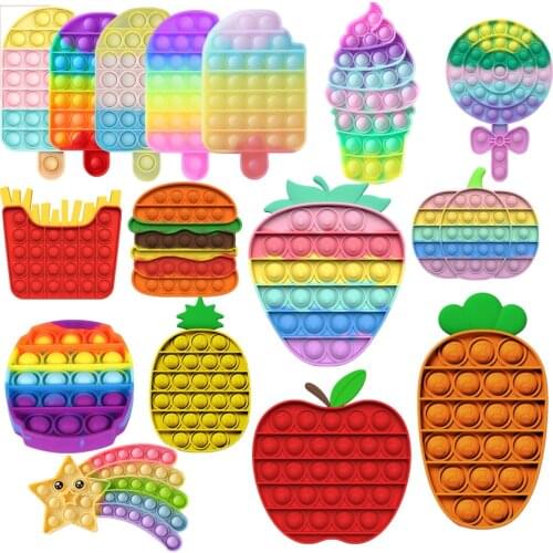 Антистресс Food Shape Dimple Stress Relief Fidget Toys Push Bubble Puzzle For Autism Novel Toys Adult Child Funny Anti-Stress