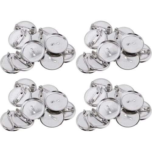 40Pcs Brooch Blank Lapel Pin Badge Base Pin-Back Button Base 23MM Metal