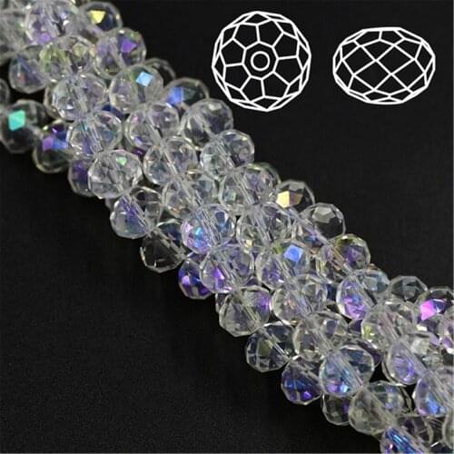 Free Shipping Rondelle Bead 2 3 4 6 8mm Faceted Crystal AB Plating Beads Crystal Glass Seed Beads For Jewelry Making Bracelet