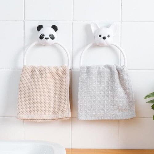 ABS Towel Ring Panda Puppy Storage Rack Cartoon Rags Holder for Bathroom Kitchen Wash Room Bathroom Accessories