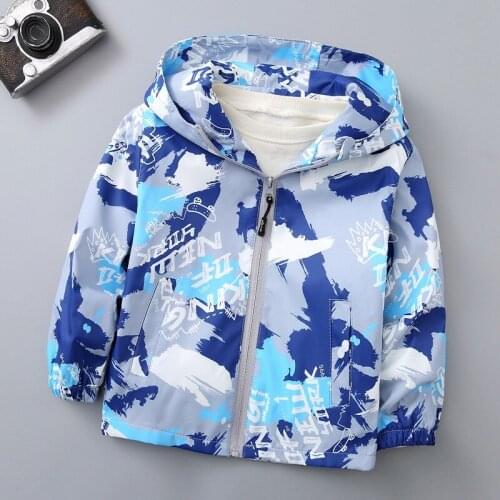 Children Windbreaker Letter Camouflage Printed Boys Girls Hooded Jackets for Spring Autumn Kids Clothing