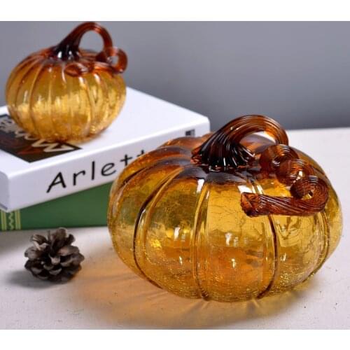 European color glass pumpkin Transparent crafts Halloween Decoration statues ornaments Creative fruit Miniatures Figurines