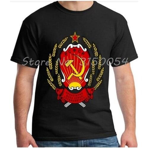 New CCCP T Shirt Men USSR Soviet Union KGB T-shirt Men Short Sleeve Moscow Russia Tees Cotton Tshirt Harajuku