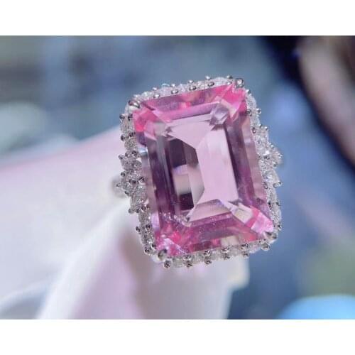H317 Morganite Ring 7.9ct Fine Jewelry 18K Gold 100% Natural Pink Beryl Heliodor Morganite Jewellery for women Fine Ring