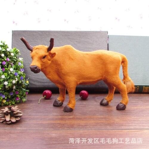 Simulation cattle toy cute resin&fur handicraft yellow cattle gift 26x10x17cm 1883