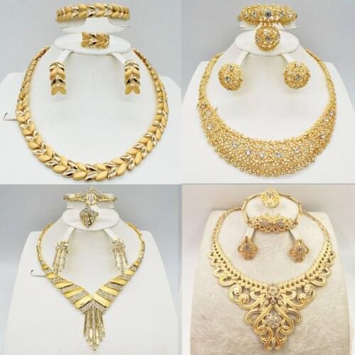 African Jewelry Set Tassel Fashion Bracelet Jewelry Sets Bridal Wedding Party Elegant Women Necklace Bracelet Earrings Ring Gift